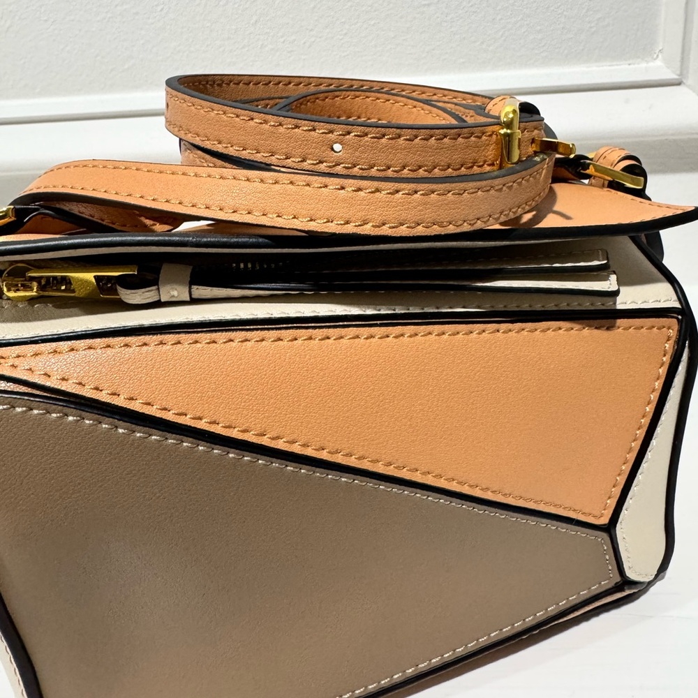 Mini Geo Panel Structured Bag - Brown/Copper/Beige - Picture 12 of 14